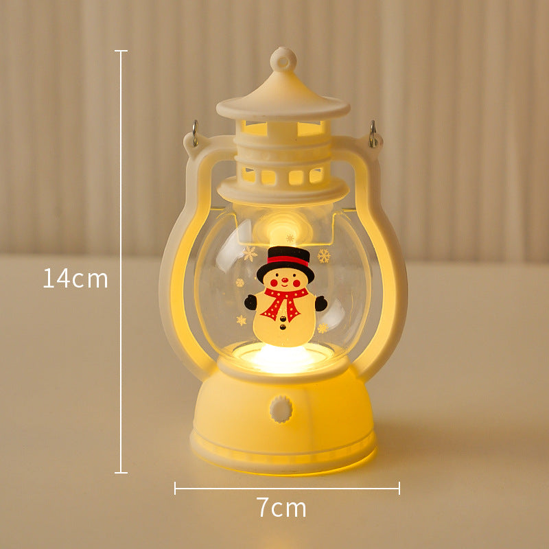 Christmas Lantern LED Lighted Snowman Lamp With Santa Claus