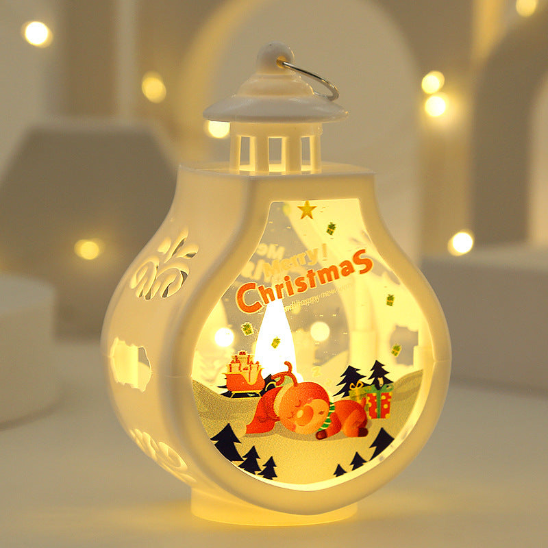 Christmas Lantern LED Lighted Snowman Lamp With Santa Claus