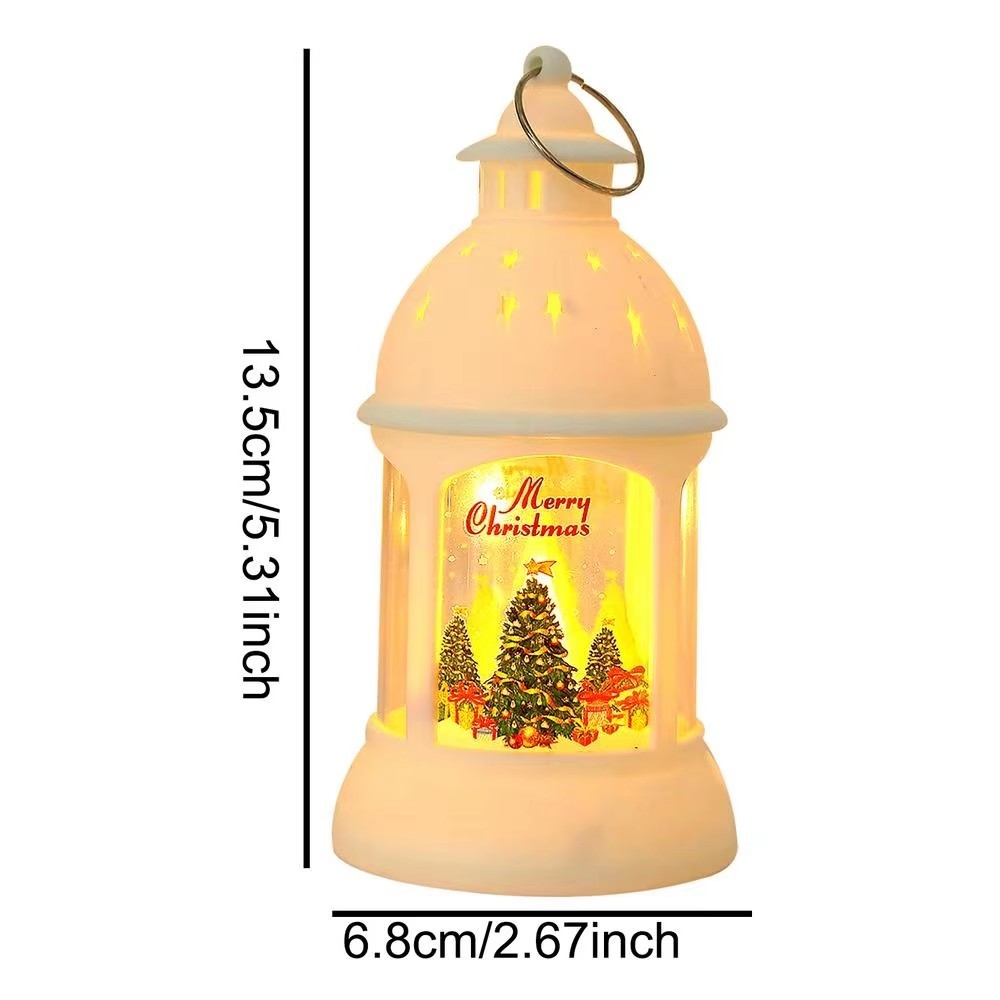 Christmas Lantern LED Lighted Snowman Lamp With Santa Claus